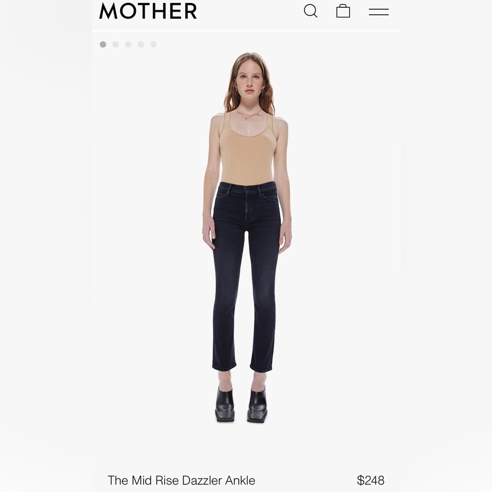 Womens Mother Black Mid Rise Dazzler Ankle, size 25